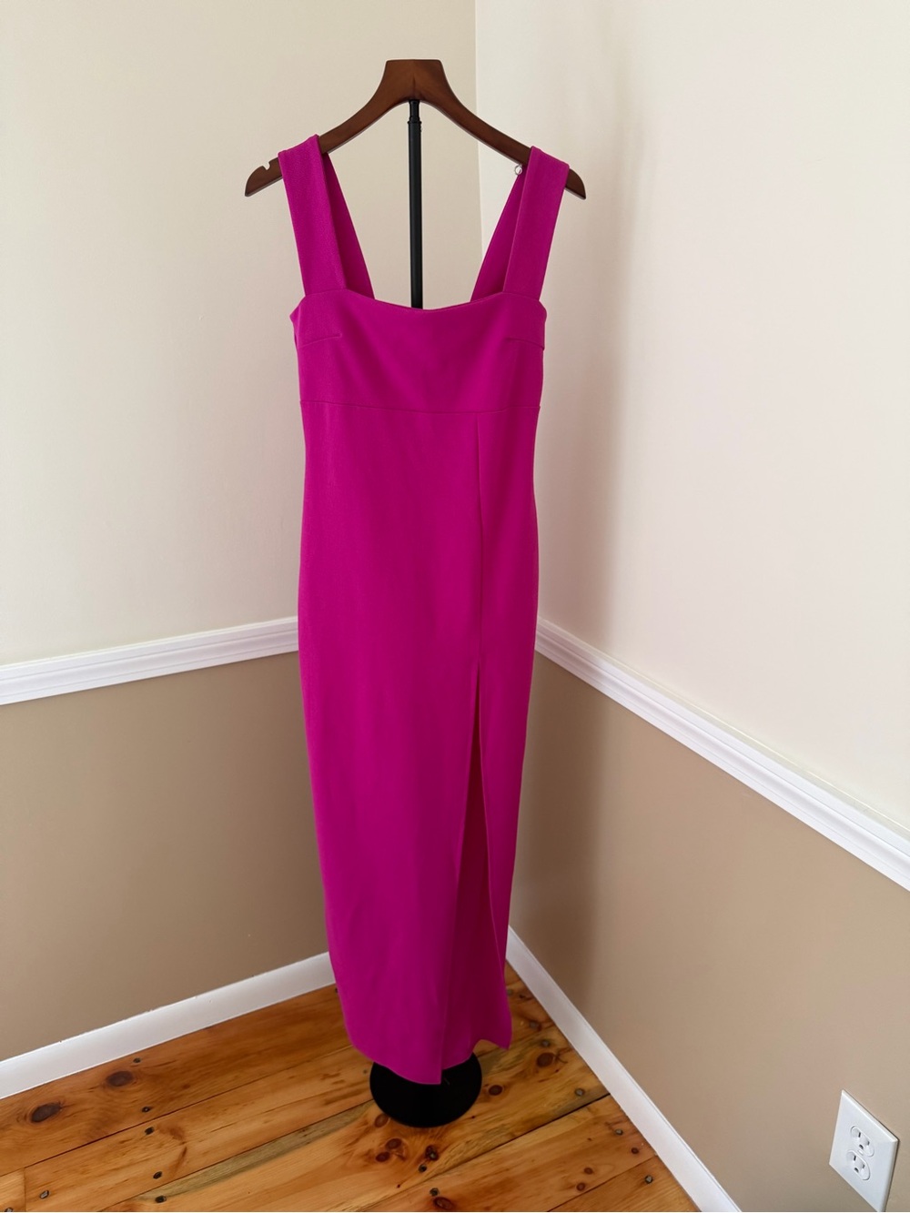 Nasty Gal Fuchsia Square-Neck Maxi Dress with Front Slit